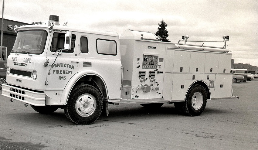 King-Seagrave delivery photo of serial 72034, a 1973 International pumper of the Penticton Fire Department in British Columbia.