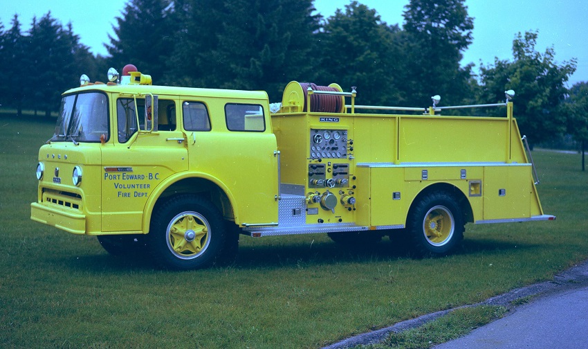 King-Seagrave delivery photo of serial 73018, a 1974 Ford pumper of the Port Edward Fire Department in British Columbia.
