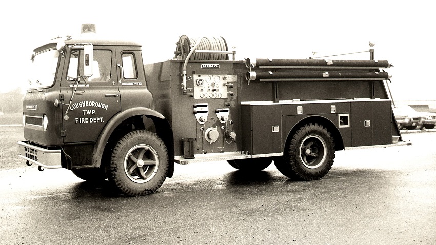 King-Seagrave delivery photo of serial 73033, a 1973 International  pumper of the Loughborough Township Fire Department in Ontario.