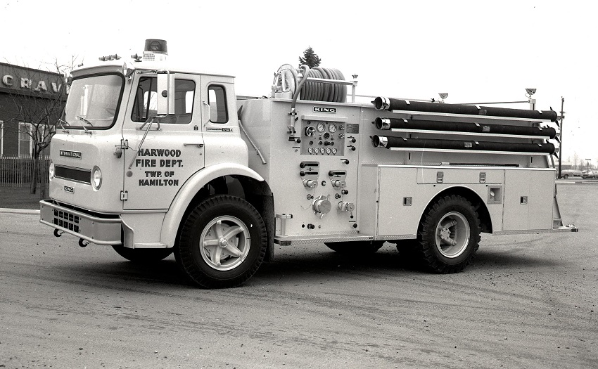 King-Seagrave delivery photo of serial 73034, a 1973 International  pumper of the Hamilton Township Fire Area 3  in Ontario.