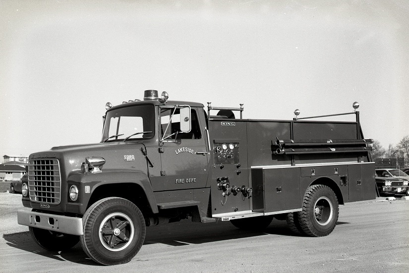 King-Seagrave delivery photo of serial 73051, a 1974 Ford tanker of the Lakeside Fire Department in Nova Scotia.