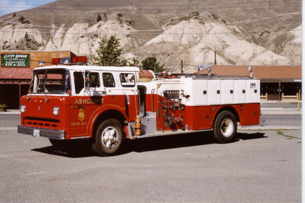 Photo of Thibault serial T74-160, a 1974 Ford pumper of the Ashcroft Fire Department in British Columbia.